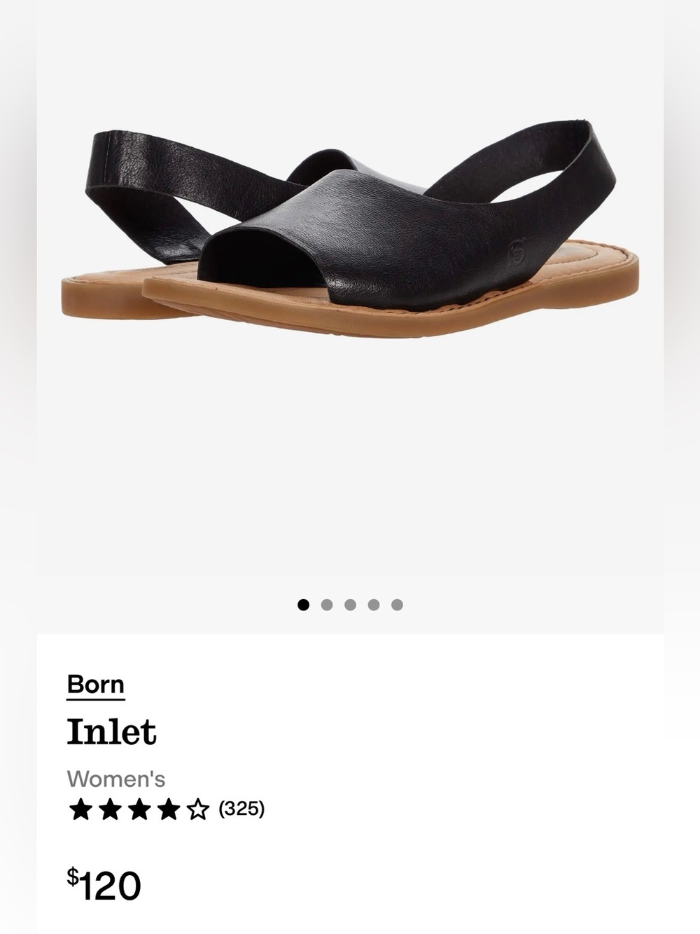 BORN SZ 9 Black Leather Inlet Sandals Lk New Orig $120